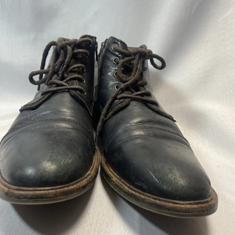 Bullboxer Men's Black Leather Lace-Up Cap Toe Ankle Boots US 12